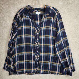 J. Jill Size 2X Plaid Shirt Soft